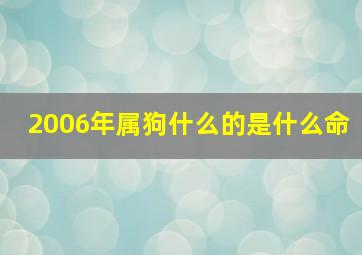 2006年属狗什么的是什么命