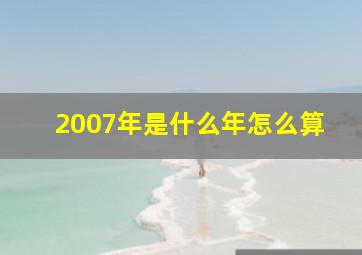 2007年是什么年怎么算