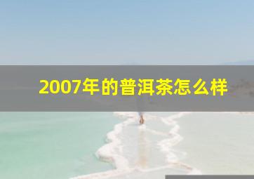 2007年的普洱茶怎么样