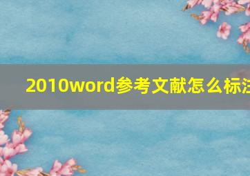 2010word参考文献怎么标注