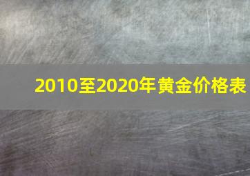 2010至2020年黄金价格表