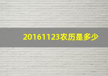 20161123农历是多少