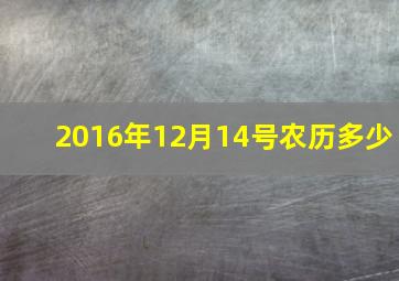 2016年12月14号农历多少