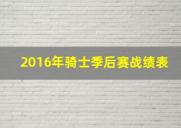 2016年骑士季后赛战绩表