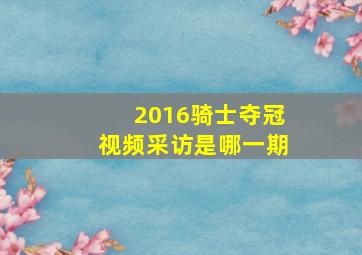 2016骑士夺冠视频采访是哪一期