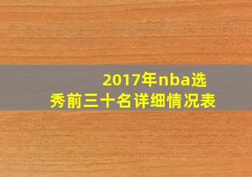 2017年nba选秀前三十名详细情况表