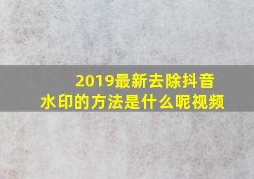 2019最新去除抖音水印的方法是什么呢视频