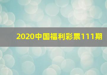 2020中国福利彩票111期