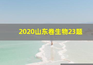 2020山东卷生物23题