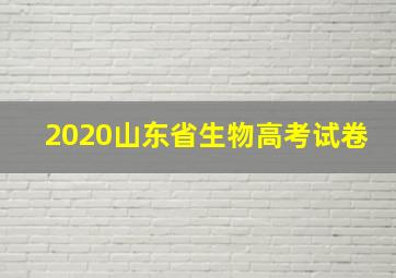 2020山东省生物高考试卷