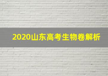 2020山东高考生物卷解析