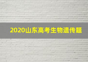 2020山东高考生物遗传题