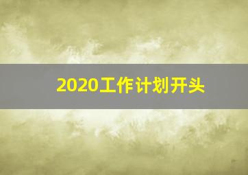 2020工作计划开头