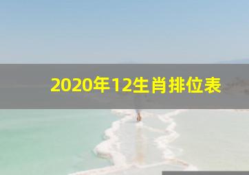 2020年12生肖排位表