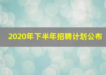 2020年下半年招聘计划公布