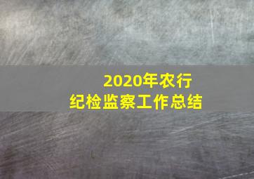 2020年农行纪检监察工作总结