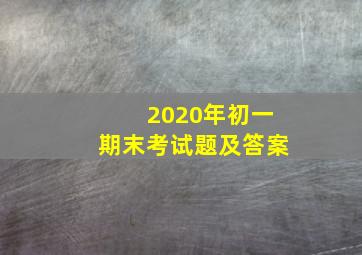 2020年初一期末考试题及答案