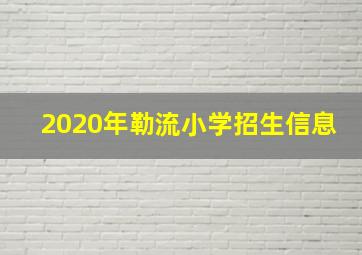 2020年勒流小学招生信息