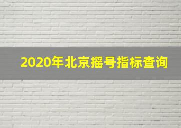 2020年北京摇号指标查询