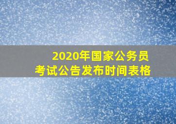 2020年国家公务员考试公告发布时间表格