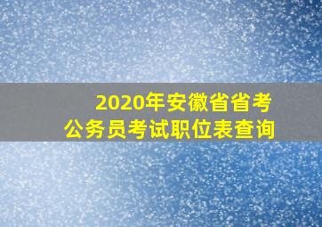 2020年安徽省省考公务员考试职位表查询