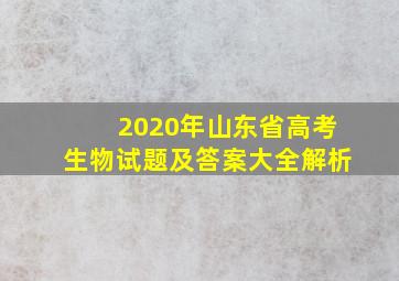 2020年山东省高考生物试题及答案大全解析