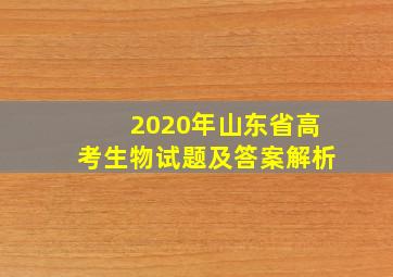 2020年山东省高考生物试题及答案解析