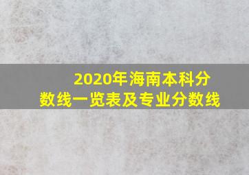 2020年海南本科分数线一览表及专业分数线