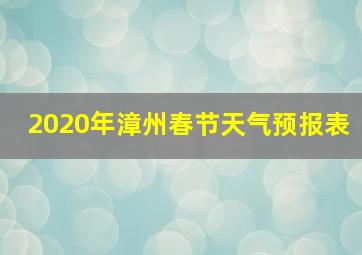 2020年漳州春节天气预报表