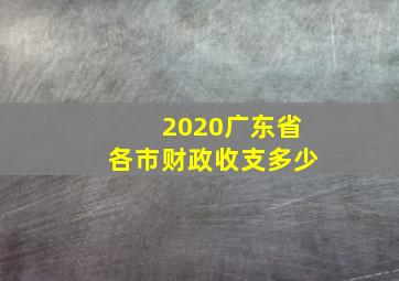 2020广东省各市财政收支多少