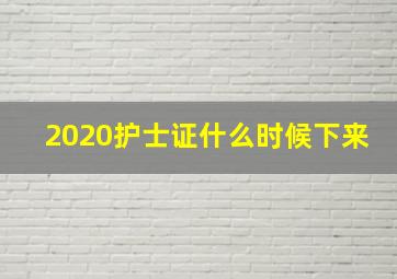 2020护士证什么时候下来