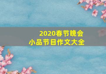 2020春节晚会小品节目作文大全