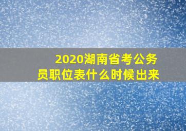 2020湖南省考公务员职位表什么时候出来