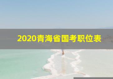 2020青海省国考职位表