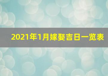 2021年1月嫁娶吉日一览表