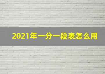 2021年一分一段表怎么用