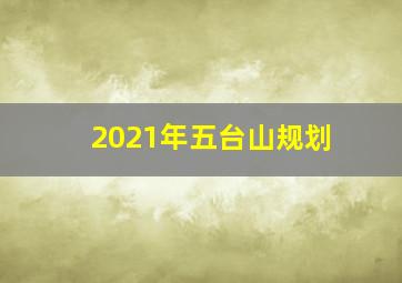 2021年五台山规划