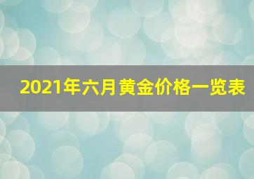 2021年六月黄金价格一览表