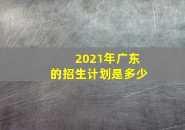 2021年广东的招生计划是多少