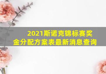 2021斯诺克锦标赛奖金分配方案表最新消息查询