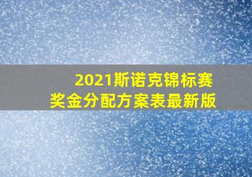 2021斯诺克锦标赛奖金分配方案表最新版