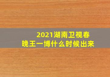 2021湖南卫视春晚王一博什么时候出来