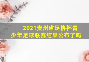 2021贵州省足协杯青少年足球联赛结果公布了吗