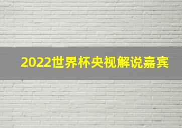 2022世界杯央视解说嘉宾