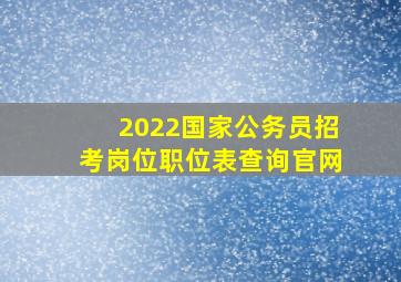 2022国家公务员招考岗位职位表查询官网