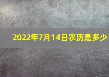 2022年7月14日农历是多少