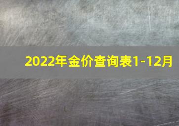 2022年金价查询表1-12月