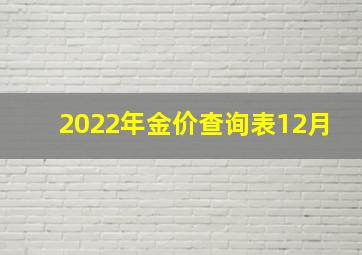 2022年金价查询表12月