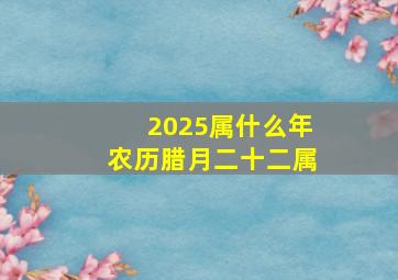 2025属什么年农历腊月二十二属