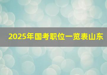 2025年国考职位一览表山东